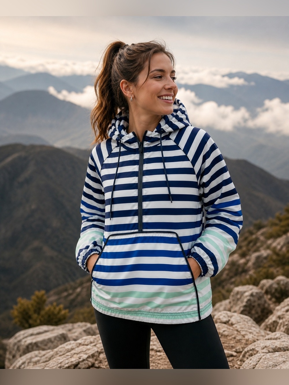 Hunter‎ for Target Striped Hooded Windbreaker Jacket Small 100% Polyester